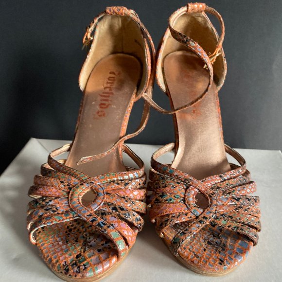 Faux Snake Skin Strappy Heel Size 36 (6) - Picture 1 of 7